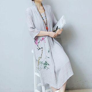 Print Mock Two-piece Elbow-sleeve Dress