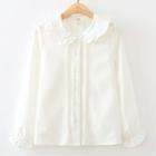 Pintuck Frill Trim Long-sleeve Blouse