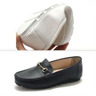 Genuine Leather Chain-trim Loafers