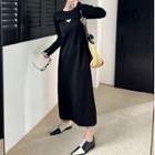 Set: Spaghetti Strap Dress + Long-sleeve Crop T-shirt