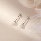 925 Sterling Silver Faux Pearl Through & Through Earring 1 Pair - Silver - One Size