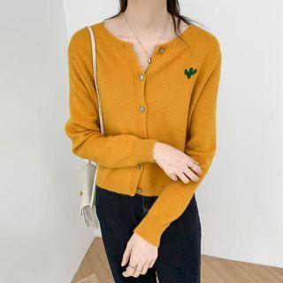Embroider Button-up Cropped Cardigan