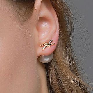 Knot Alloy Earring 01 - 1 Pair - White - One Size