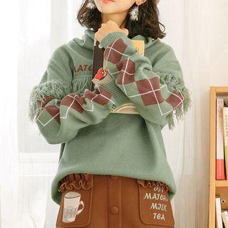 Argyle Fringed-detail Sweater