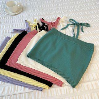 Plain Halter Knit Camisole Top