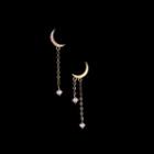 Rhinestone Moon & Star Dangle Earring 1 Pair - Silver - One Size