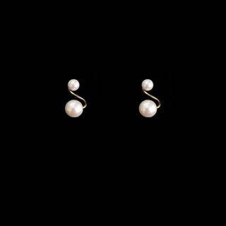 Non-matching Faux Pearl Earring 1 Pair - Stud Earrings - Gold - One Size