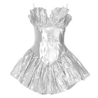 Spaghetti Strap Shirred A-line Cocktail Dress