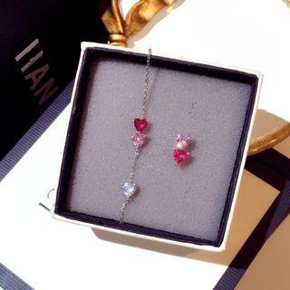 Non-matching 925 Sterling Silver Rhinestone Threader Earring