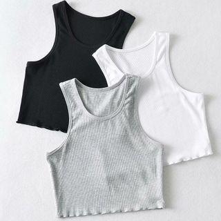 U-neck Sleeveless Plain Top