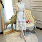 Sleeveless Lace A-line Midi Qipao Dress
