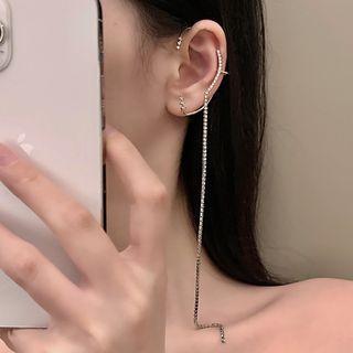 Rhinestone Ear Cuff 1 Pc - Lift - Silver - One Size