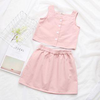 Set: Plain Tank Top + Flared Skirt