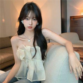 Strapless Asymmetrical Top Off-white - One Size