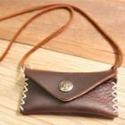 Genuine Leather Pouch Necklace Brown - One Size