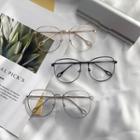 Oversized Round Metal Frame Eyeglasses With Chain