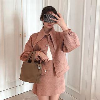 Plaid Buttoned Jacket / A-line Mini Skirt / Straight Fit Midi Skirt