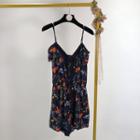 Floral Print Spaghetti Strap Lace Trim Playsuit