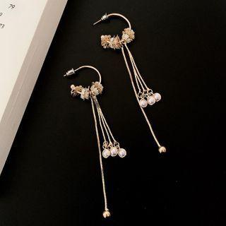 Fringed Faux Pearl Earring 1 Pair - Gold - One Size
