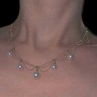 Faux Pearl Alloy Choker White & Silver - One Size