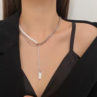 Freshwater Pearl Chain Necklace White & Silver - One Size