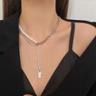 Freshwater Pearl Chain Necklace White & Silver - One Size