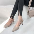 Genuine Leather Ankle Strap Pointed Heel Sandals