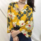 Floral 3/4-sleeve Chiffon Shirt