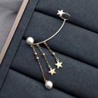 Alloy Faux Pearl Moon & Star Fringed Earring Gold - One Size