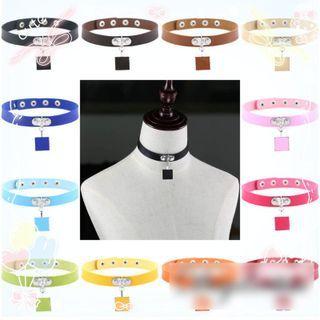 Square Pendant Faux Leather Choker