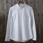 Embroidered Long-sleeved Loose-fit Striped Blouse