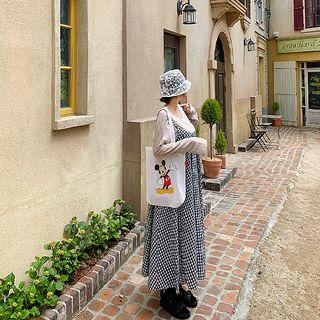 Sleeveless Gingham Long Flared Dress