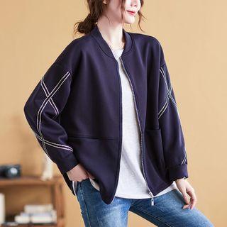 Contrast Stitched Zip-up Jacket