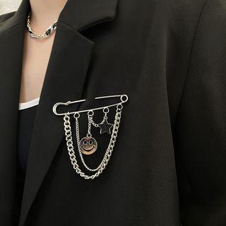Alloy Smiley Safety Pin Brooch
