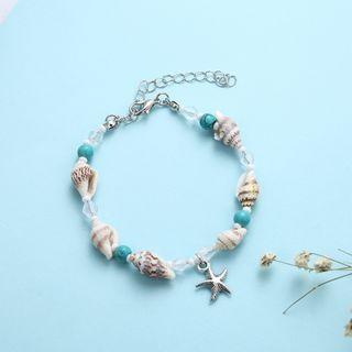 Starfish Shell Alloy Anklet Blue - One Size