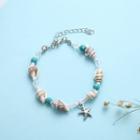 Starfish Shell Alloy Anklet Blue - One Size