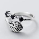 925 Sterling Silver Stone Leaf Open Ring