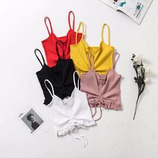 Drawstring Ribbed Camisole Top