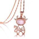Roses Rose Gold Twelve Horoscope Taurus Pendant With White Cubic Zircon And Necklace