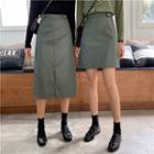 Faux Leather Mini / Midi A-line Skirt