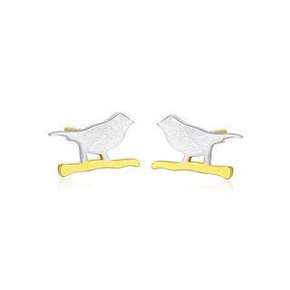 Sterling Silver Fashion Simple Bird Stud Earrings Silver - One Size
