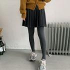 Woolen Pleated Mini A-line Skirt Charcoal Gray - One Size
