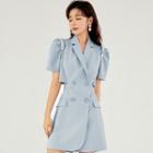 Puff-sleeve Rhinestone Mini Blazer Dress