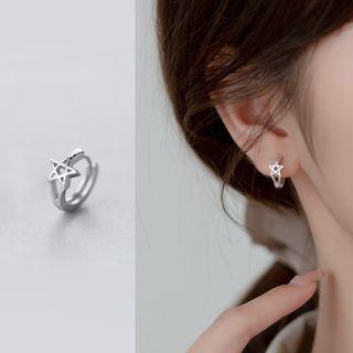 Star Sterling Silver Earring 1 Pair - S925 Silver Earrings - Silver - One Size