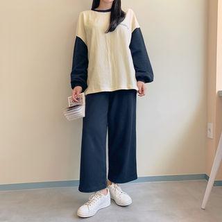 Color-block T-shirt & Pants Set