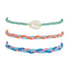 Set Of 3: Shell / Cord Woven Bracelet (assorted Designs) Set Of 3 - As Shown In Figure - One Size