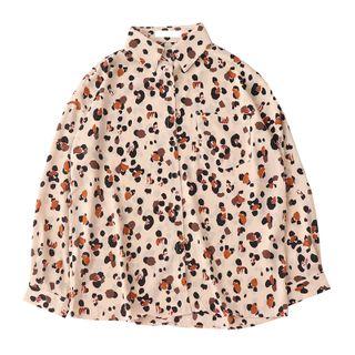 Long-sleeve Leopard Print Chiffon Shirt