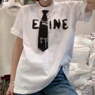 Short-sleeve Lettering Print Embellished T-shirt