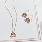 Rhinestone Rainbow Pendant Necklace / Dangle Earring