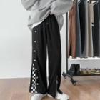 High-waist Plaid Panel Pants